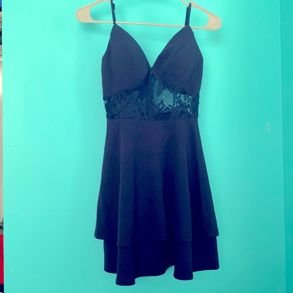 Navy Mesh Mini Dress